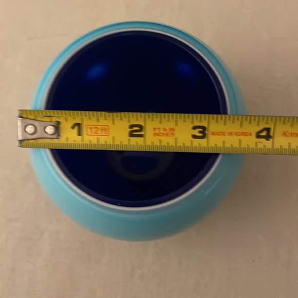 1950 HUTA BORSKE SKIO VASE ART DECO ~ Blue on Blue Stunning VOTIVE - Picture 6 of 11